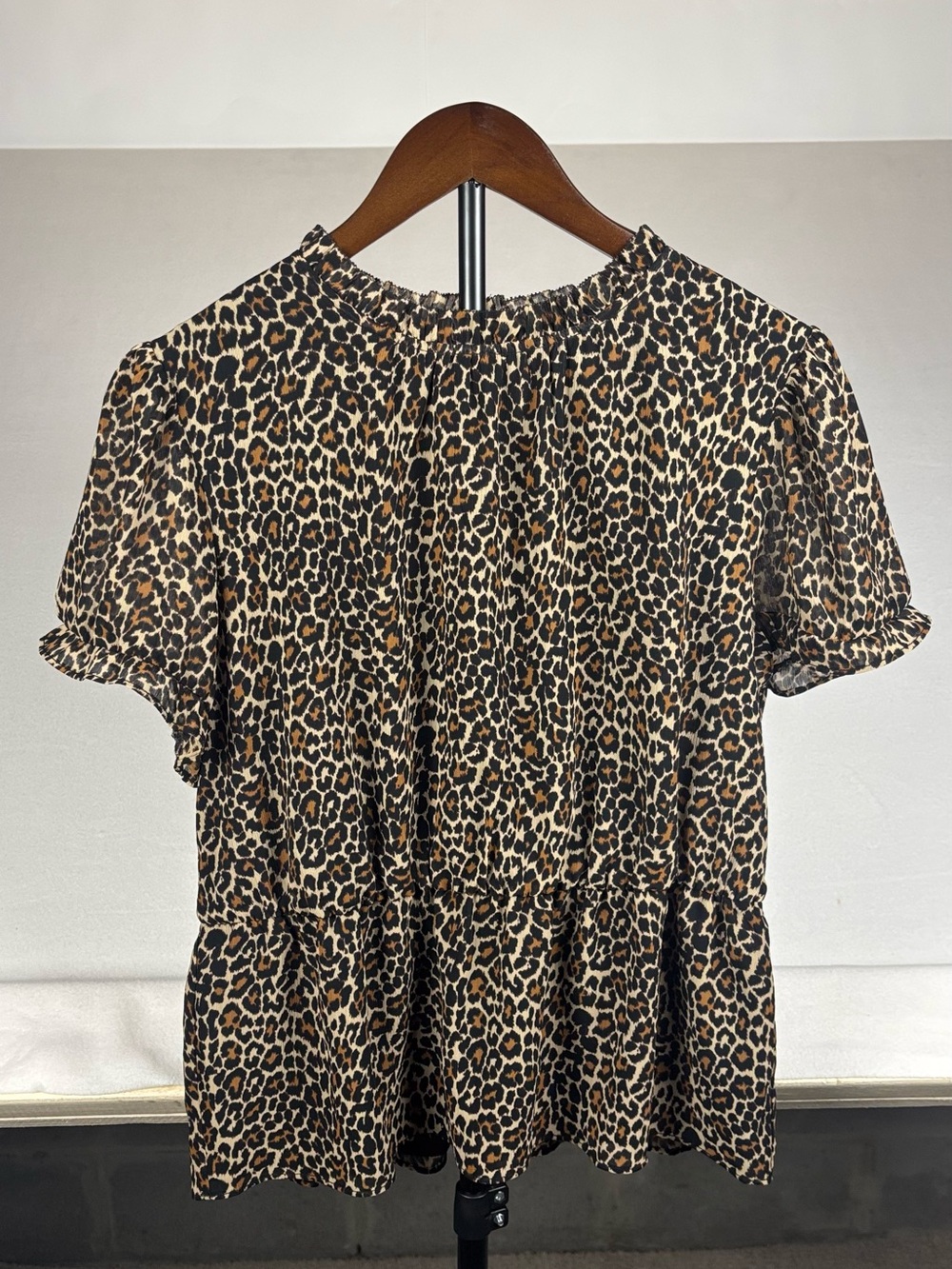 J. Crew Leopard Print Peplum Top - Brown & Black